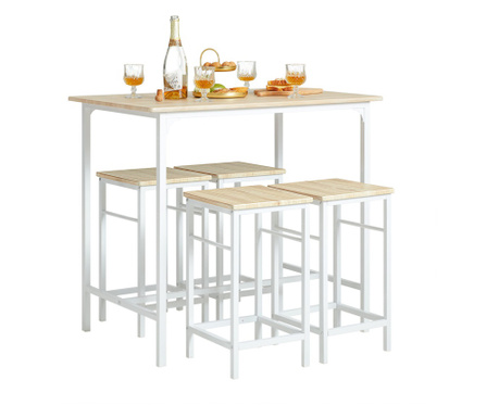 SoBuy miza in stoli visoka miza lesena kuhinjska miza s 4 stolčki OGT11-WN
