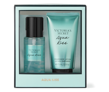 Set Cadou Victoria Secret, Aqua Kiss Gift Set, Spray corp 75 ml + Body Lotion 75 ml
