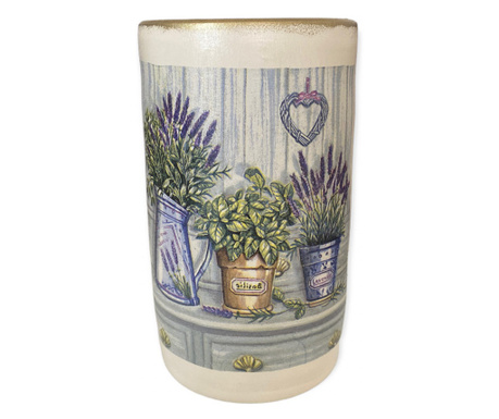 Vaza din ceramica, tip cilindru, lavanda, 23 cm