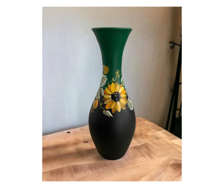 Vaza ceramica neagra eleganta, floarea soarelui, 44 cm