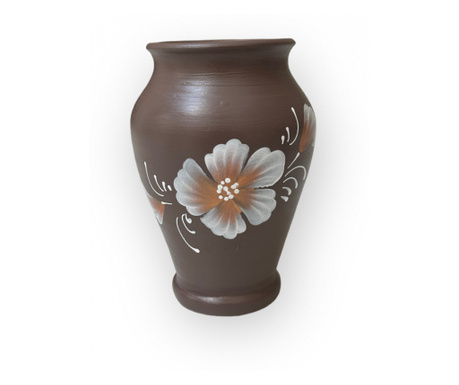 Vaza ceramica maro, pictata manual, 16cm