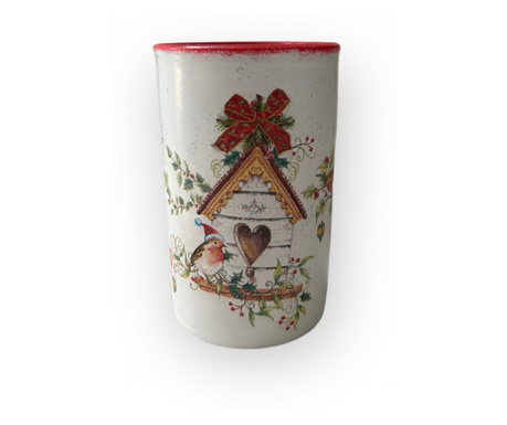 Vaza ceramica tip cilindru, home sweet home,18cm