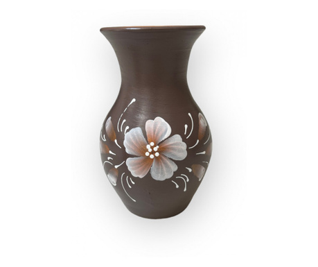 Vaza ceramica, maro, pictata manual,20cm