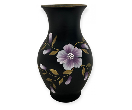 Vaza ceramica neagra, eleganta, pictata manual