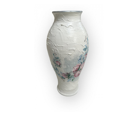 Vaza ceramica mare, model vintage, trandafiri, 37cm