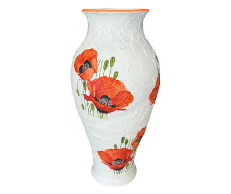 Vaza ceramica mare, model vintage, maci, 37cm