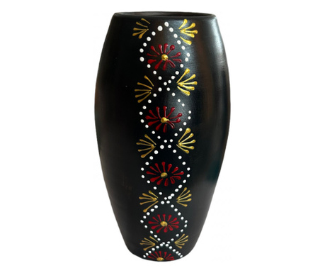 Vaza ceramica neagra, pictata manual, 25cm