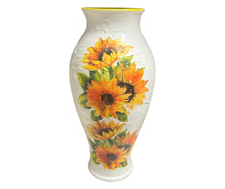 Vaza ceramica mare, model vintage, floarea soarelui, 37cm