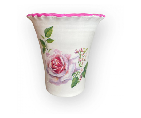 Vaza ceramica cu trandafiri, 20 cm