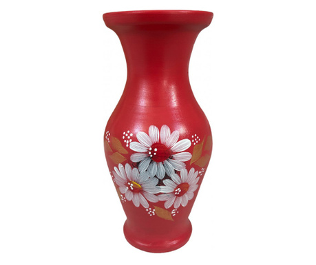 Vaza ceramica rosie , pictata manual, 27 cm