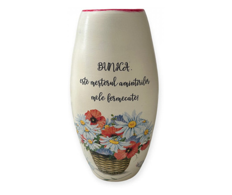 Vaza din ceramica, buchet, BUNICA