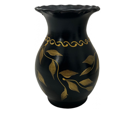 Vaza ceramica neagra, eleganta, pictata manual