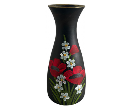 Vaza ceramica pictata cu maci, moderna, 24cm