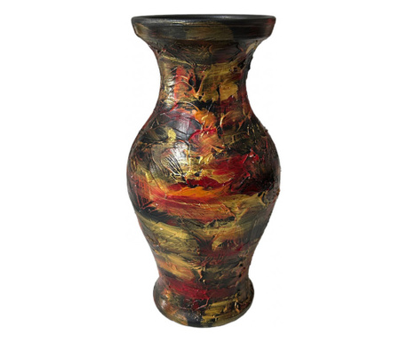 Vaza ceramica neagra, decorata manual, 26cm