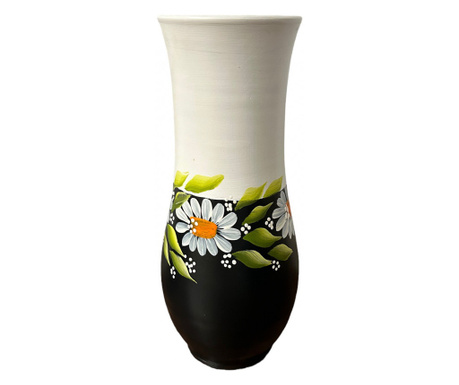 Vaza ceramica neagra pictata manual, 38cm