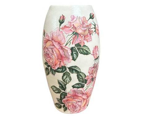 Vaza din ceramica, decorata cu trandafiri, 25cm