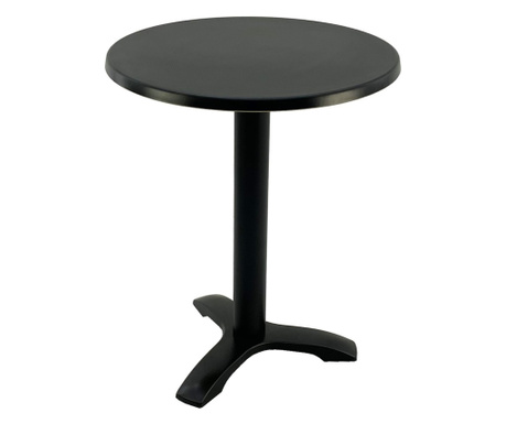 Masa bistro rotunda D60xh74cm Raki Black, blat werzalit si picior negru din metal