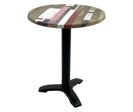 Masa bistro rotunda D60xh74cm Raki Redden Wood, blat werzalit si picior negru din metal