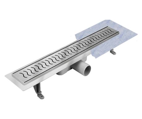 Techman ONDA Podni slivnik, duljina 80 cm, reverzibilan, rešetka za pločice s uzorkom, tijelo od nehrđajućeg čelika AISI304