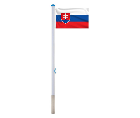 Stalp pentru steag, cu drapelul Slovaciei cu doua fete de 90x150 cm