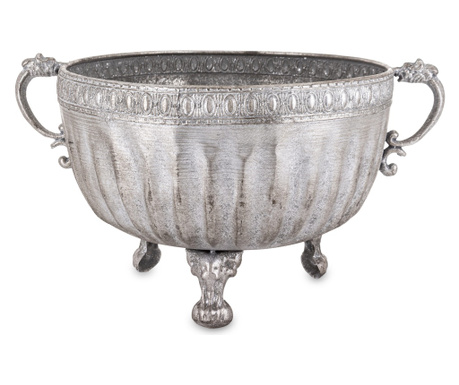 Vas metalic, argintiu antichizat, 22x39x30 cm