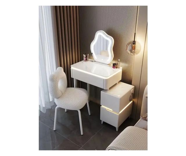 Set toaletni stolić, komoda, led rasvjeta i zvučnici, 60x76h cm