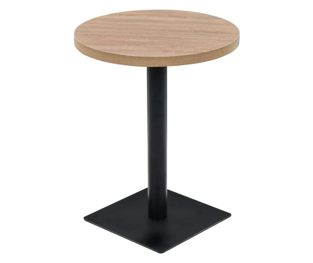 Bistroasztal, MDF és acél, kerek, 60x75 cm, tölgy színű - 2