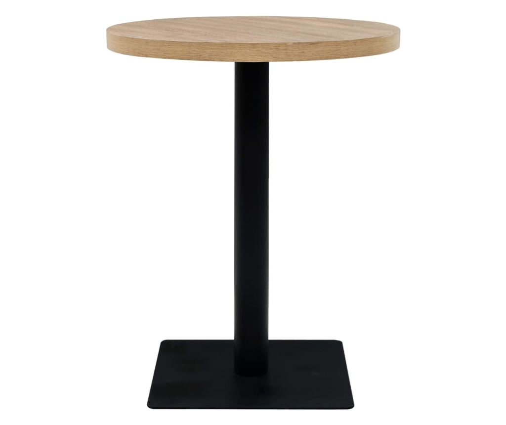 Bistroasztal, MDF és acél, kerek, 60x75 cm, tölgy színű - 3