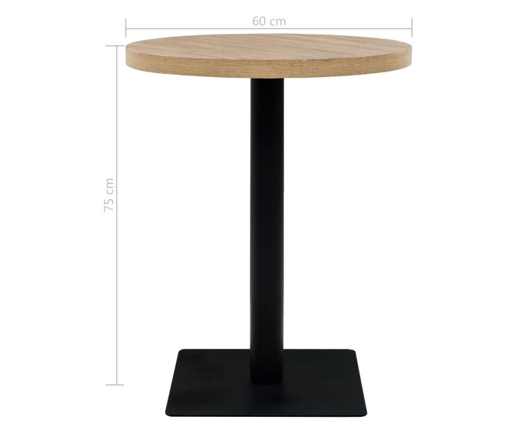 Bistroasztal, MDF és acél, kerek, 60x75 cm, tölgy színű - 6