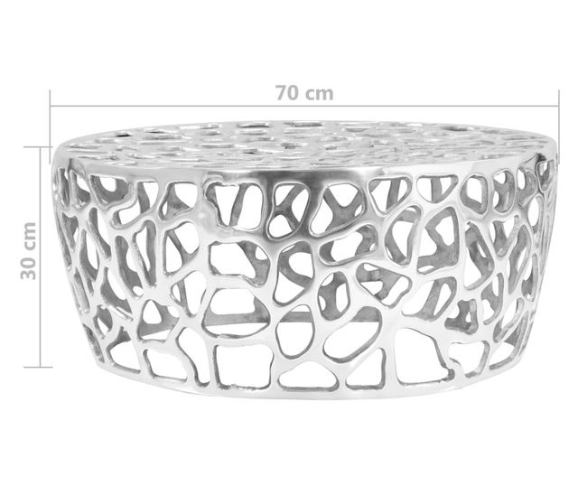 Stolić za kavu, srebrni, 70 x 30 cm, lijevani aluminij