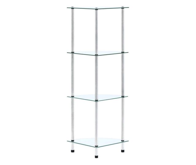 Raft cu 4 niveluri transparent, 30x30x100 cm, sticlă securizată