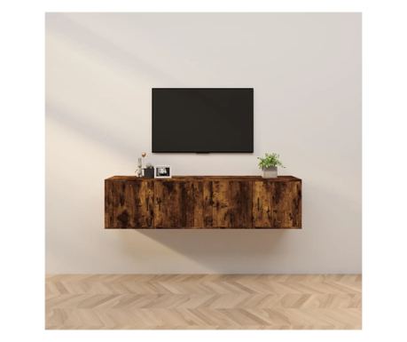 Zidne TV komode 2 kom. Boja hrasta, 80x34,5x40 cm