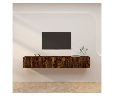 Zidne TV komode 3 kom. Boja hrasta 80x34,5x40 cm