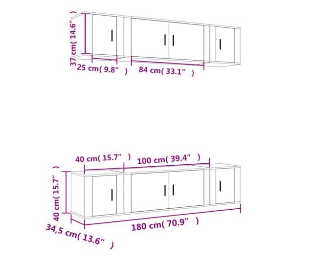 Zestaw szafki TV, 6 części, biały, drewno przetworzone
