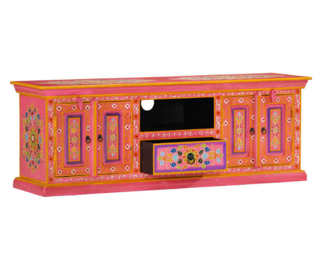 Comodă TV, roz, 110x30x40 cm, lemn masiv de mango
