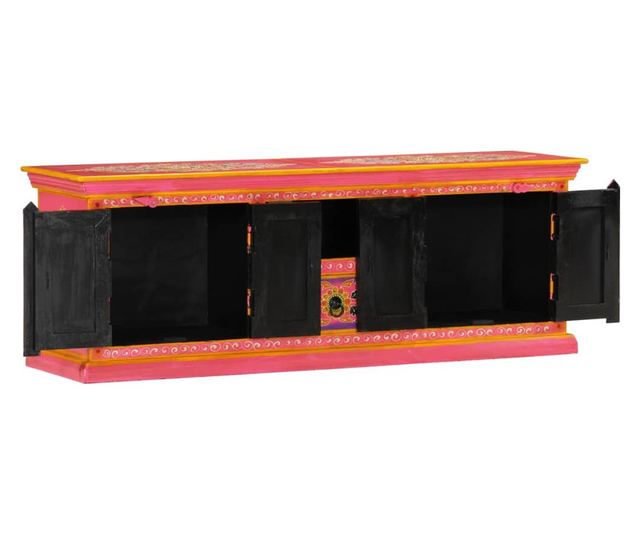 Comodă TV, roz, 110x30x40 cm, lemn masiv de mango