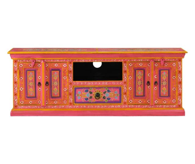 Comodă TV, roz, 110x30x40 cm, lemn masiv de mango