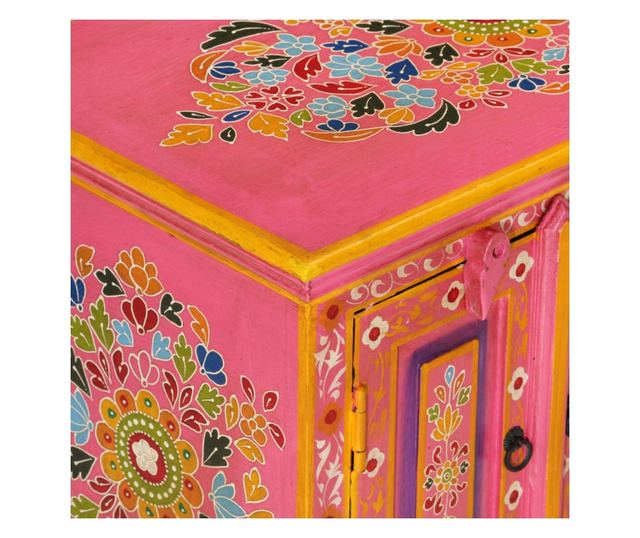 Comodă TV, roz, 110x30x40 cm, lemn masiv de mango