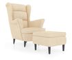 Wingback Armchair with Footstool, Cream, Velvet