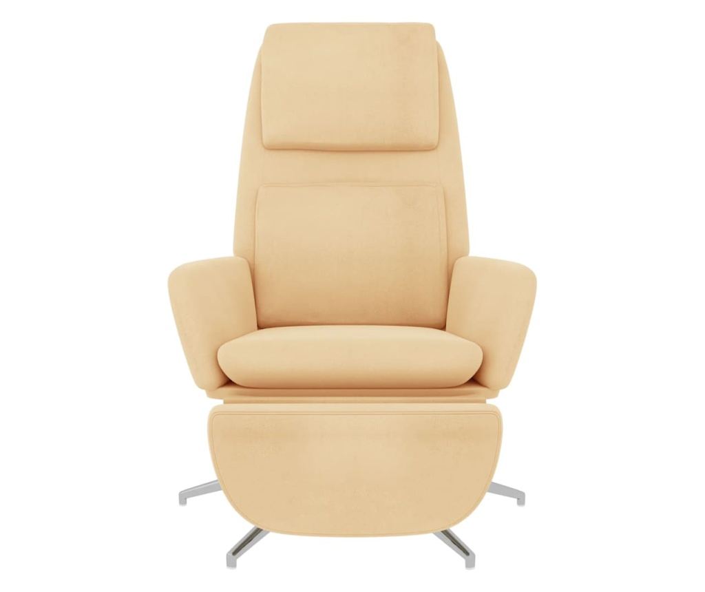 Sedež za sprostitev s taburejem, krem, mikrovlakna - 4