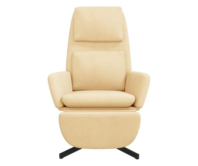 Sedežna garnitura za sprostitev s taburejem, bela krema, žamet