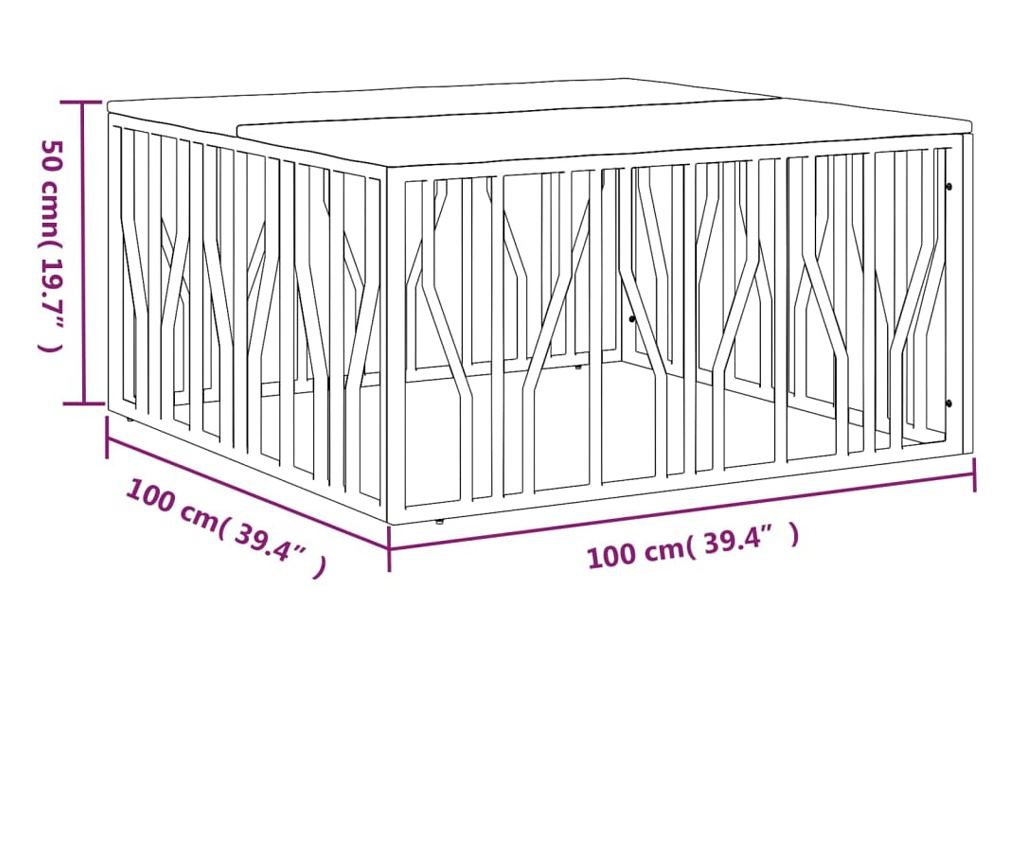 Stolić za kavu, zlatni, nehrđajući čelik i reciklirano masivno drvo - 6