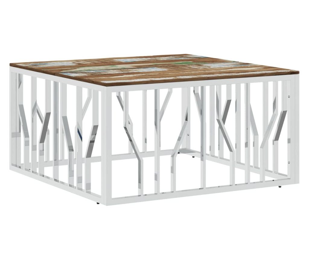 Stolić za kavu od recikliranog punog drva i nehrđajućeg čelika - 2