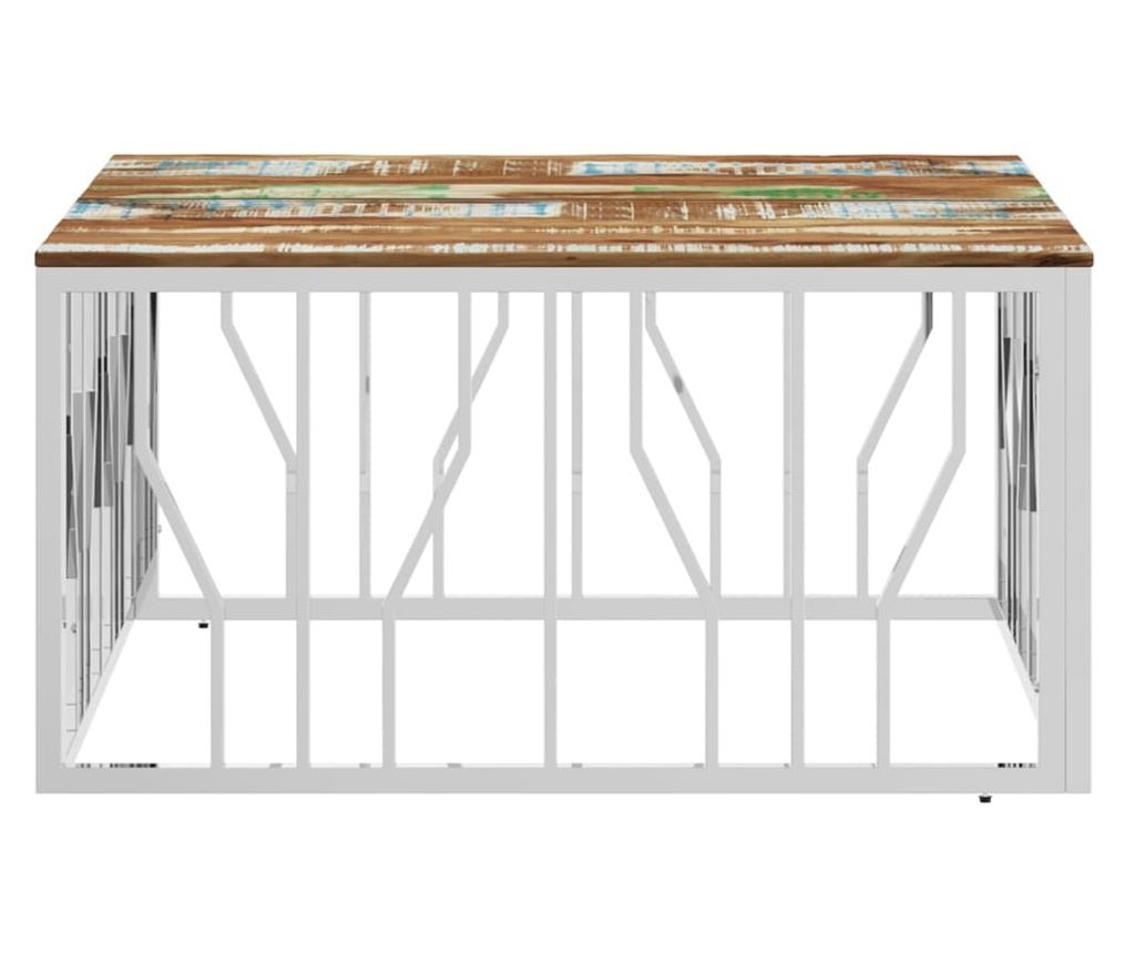 Stolić za kavu od recikliranog punog drva i nehrđajućeg čelika - 4