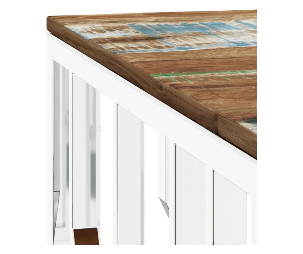 Stolić za kavu od recikliranog punog drva i nehrđajućeg čelika - 5