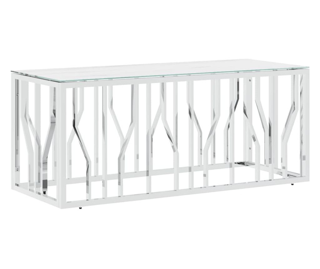 Stolić za kavu, srebrni, 110x45x45 cm, nehrđajući čelik/staklo - 2