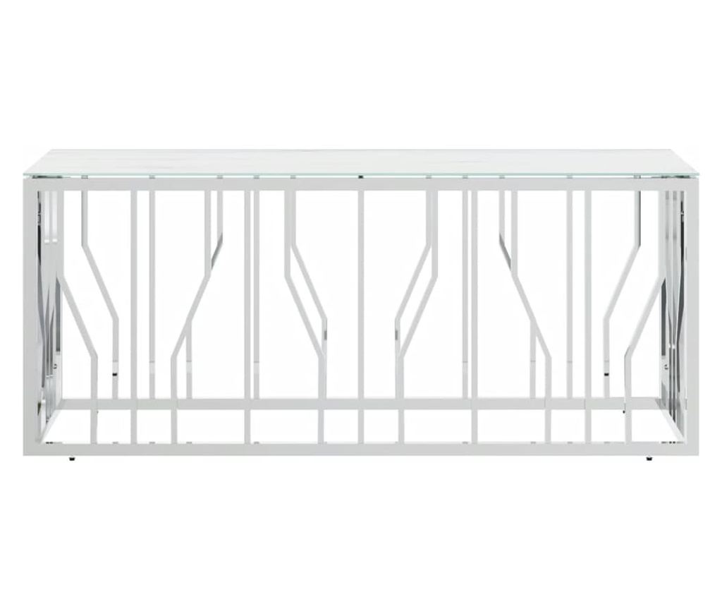 Stolić za kavu, srebrni, 110x45x45 cm, nehrđajući čelik/staklo - 3