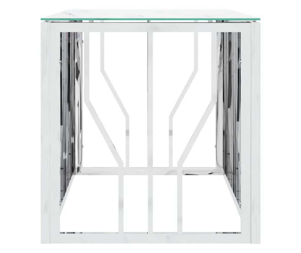 Stolić za kavu, srebrni, 110x45x45 cm, nehrđajući čelik/staklo - 4