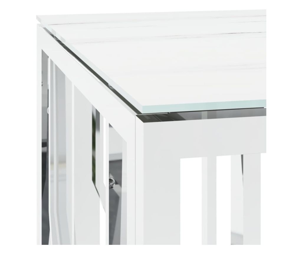 Stolić za kavu, srebrni, 110x45x45 cm, nehrđajući čelik/staklo - 5