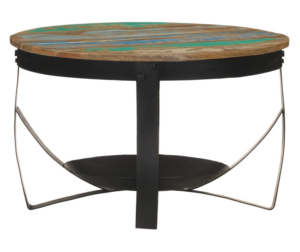 Stolić za kavu, Ø 68x43 cm, reciklirano masivno drvo i željezo - 3